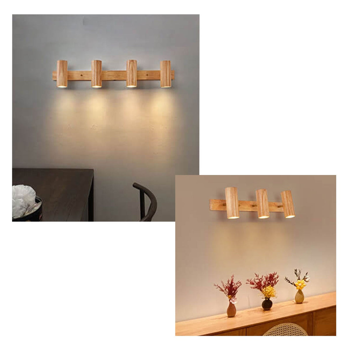 Contemporary Wooden Cylinder LED Wall Light | 1-Light