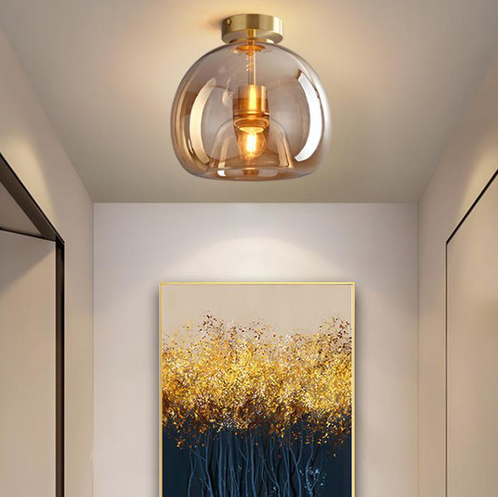 Nordic Glass Globe Semi-Flush Ceiling Light | 1-Light