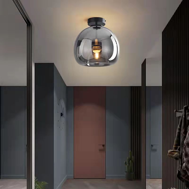 Nordic Glass Globe Semi-Flush Ceiling Light | 1-Light