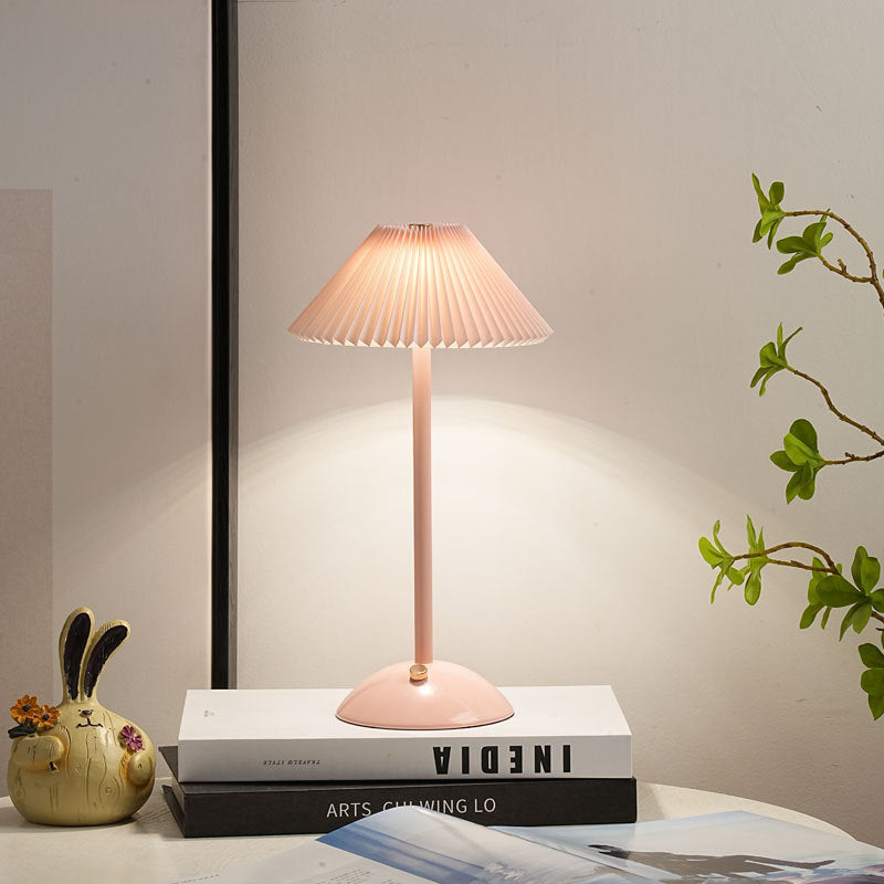 Nordic Brass Pleated Fabric Cone Table Light | 1-Light