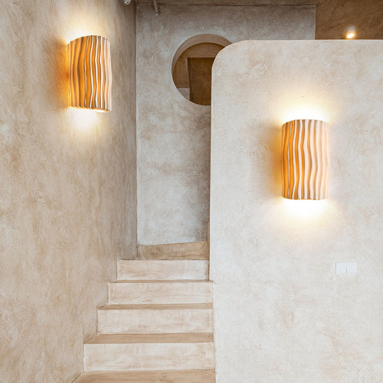 Scandinavian Textured Half-Cylinder LED Wall Light | 2-Light