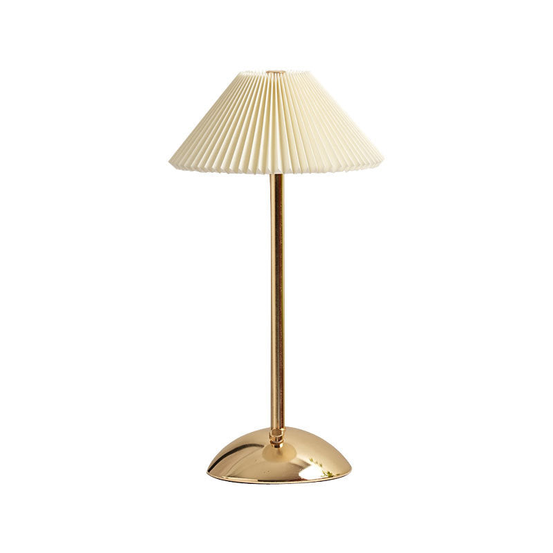 Nordic Brass Pleated Fabric Cone Table Light | 1-Light