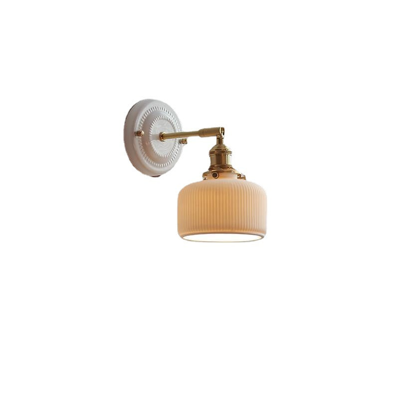 Vintage Japanese Ceramic Brass 1-Light Wall Light
