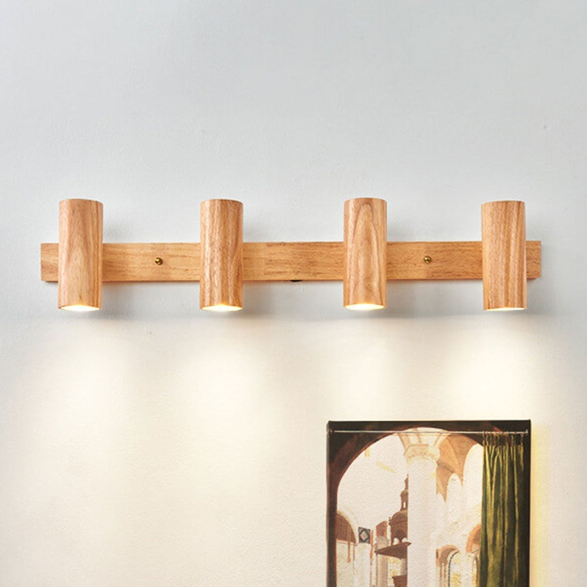Contemporary Wooden Cylinder LED Wall Light | 1-Light