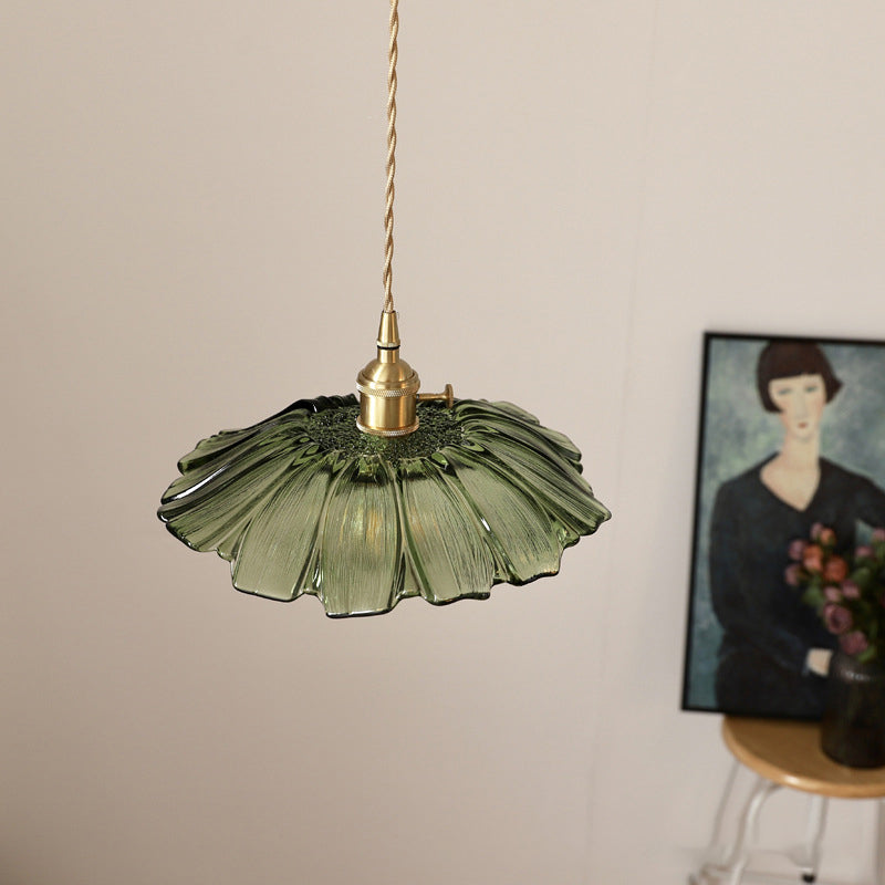 Retro Glass Fluted Shade Pendant Light 1-Light