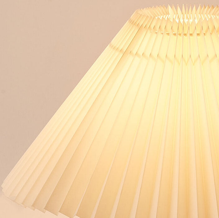 Japandi-Style Minimalist Wooden Pleated Fabric LED Table Lamp 1-Light
