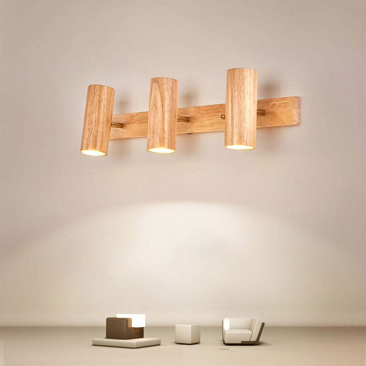 Contemporary Wooden Cylinder LED Wall Light | 1-Light