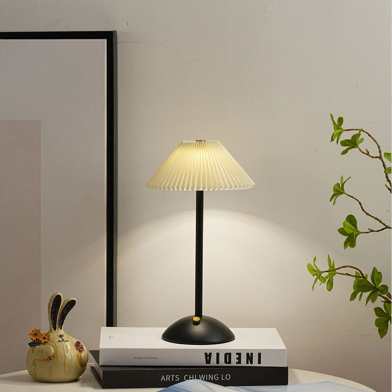 Nordic Brass Pleated Fabric Cone Table Light | 1-Light