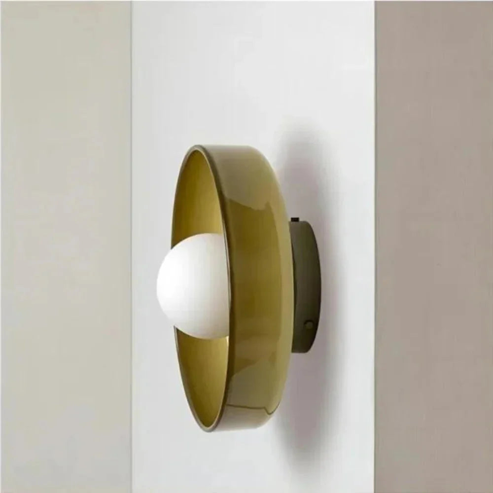 Nordic Glass Olive Disc Wall & Ceiling Light LED 1-light
