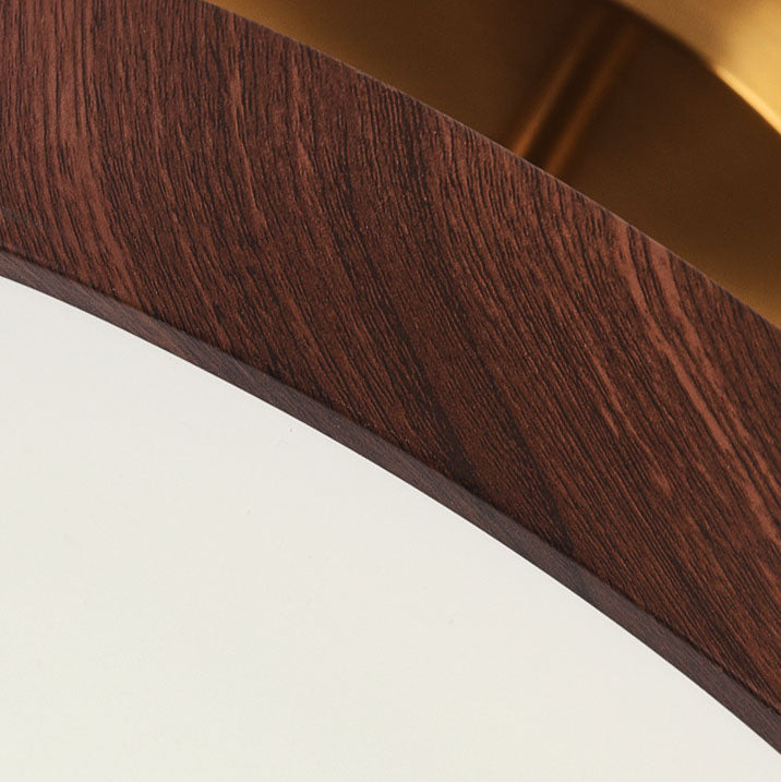 Japandi-Style Wood Round LED Semi-Flush Mount Ceiling Light