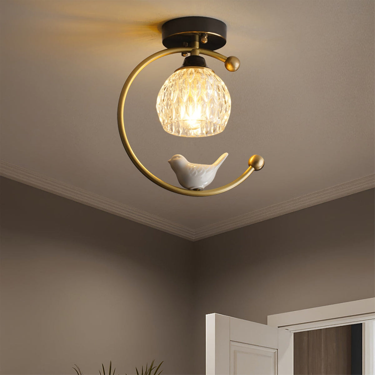 Modern Brass Solid Flush Ceiling Light 1-Light