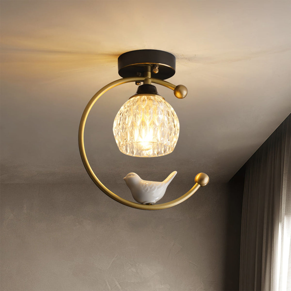 Modern Brass Solid Flush Ceiling Light 1-Light