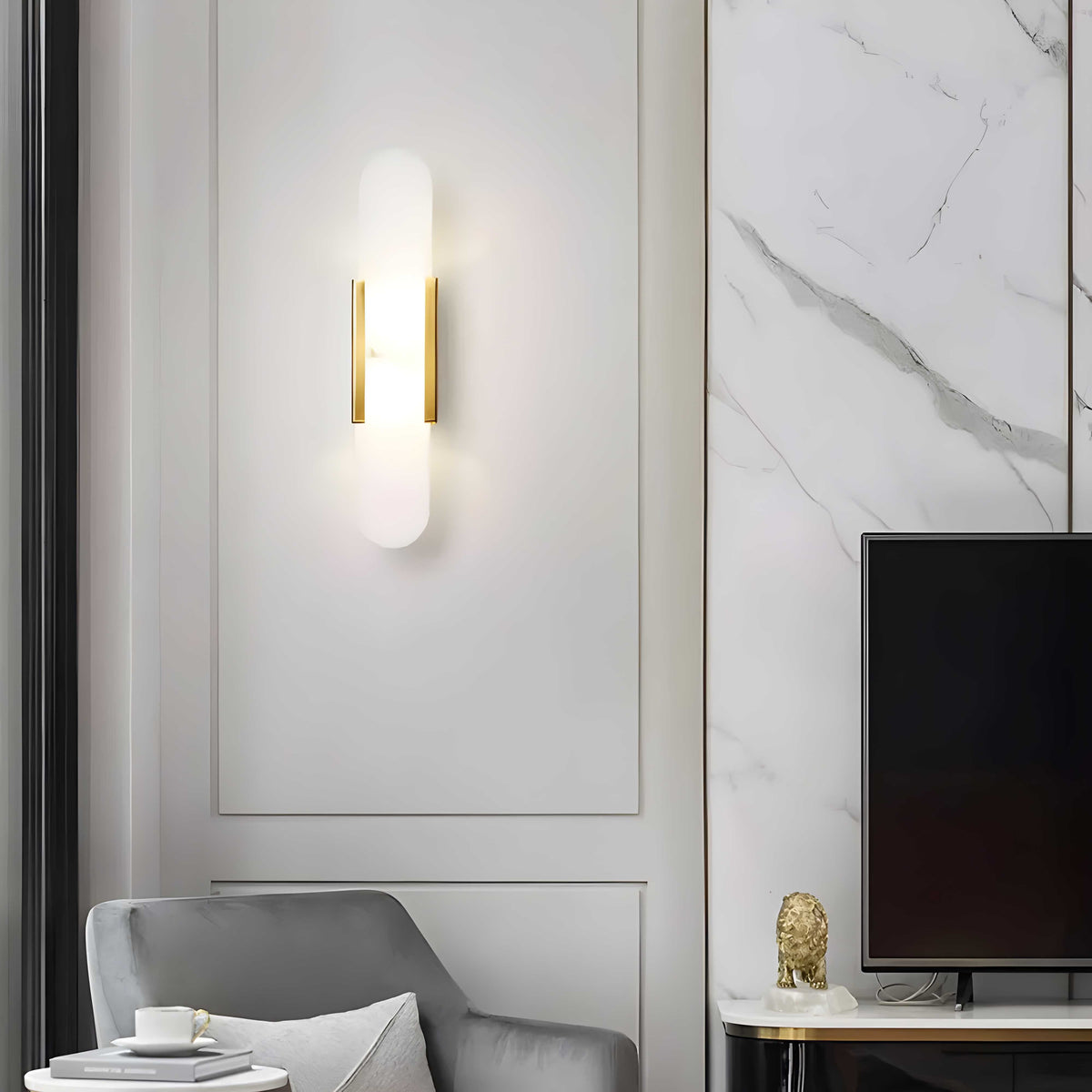Scandinavian Alabaster Marble Wall Sconce LED 1-Light