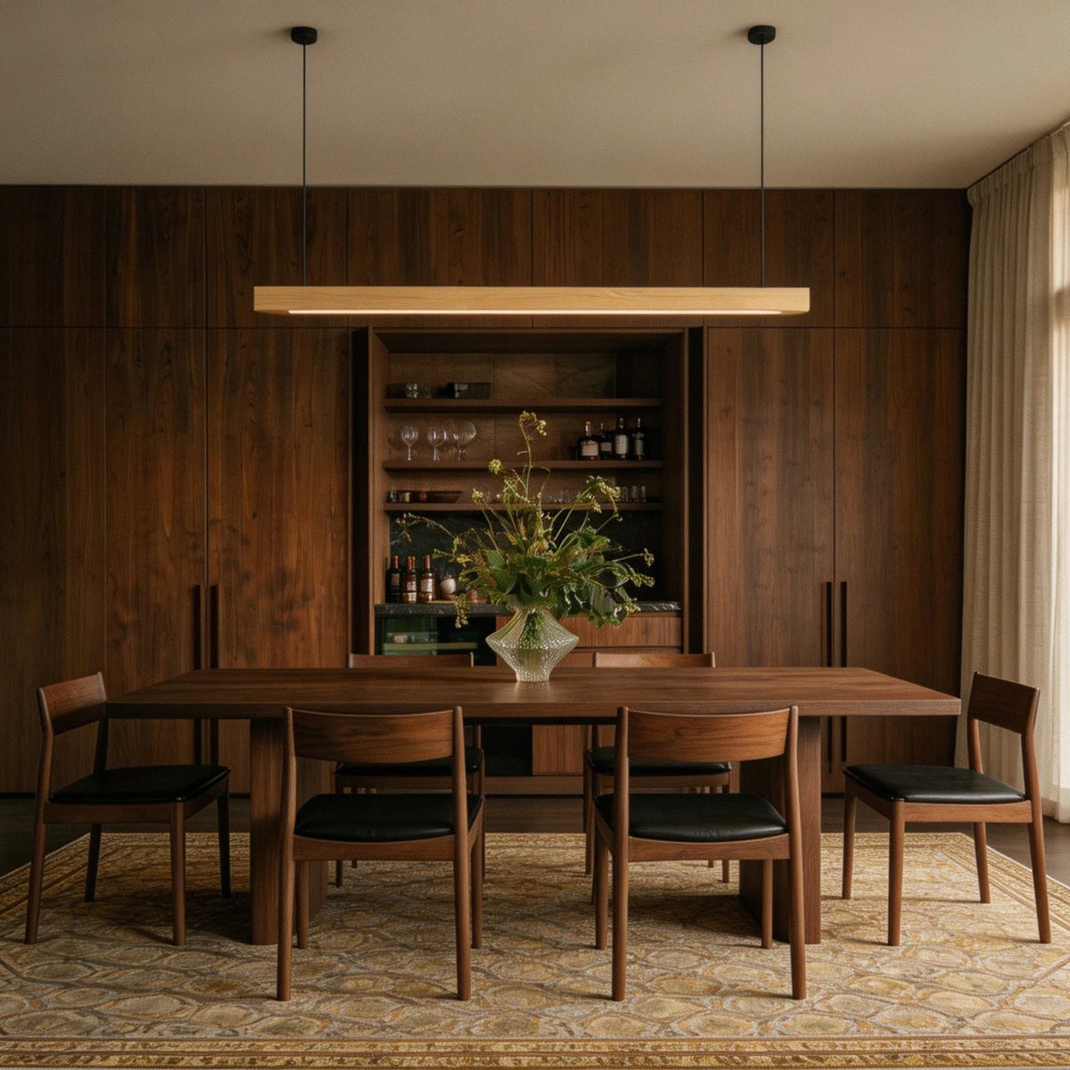 Minimalist Wood Daylight Pendant Light 1-Light