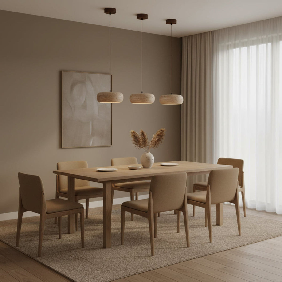 Modern Travertine Dimmable Remote Pendant Light