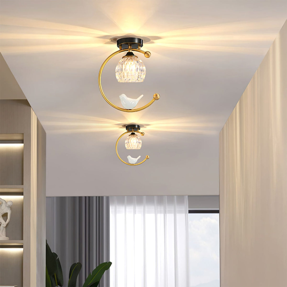 Modern Brass Solid Flush Ceiling Light 1-Light