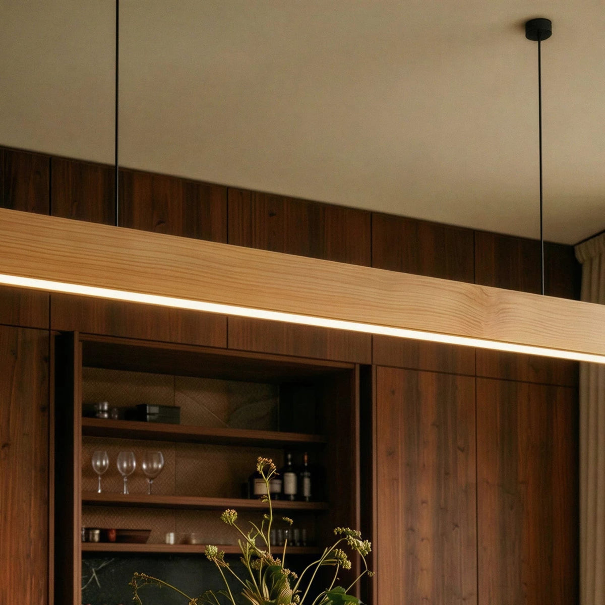 Minimalist Wood Daylight Pendant Light 1-Light