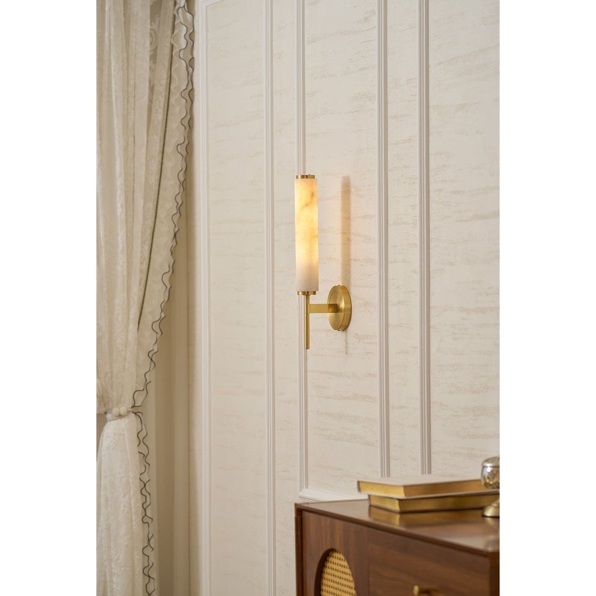 Modern Metal Faux Alabaster Wall Light