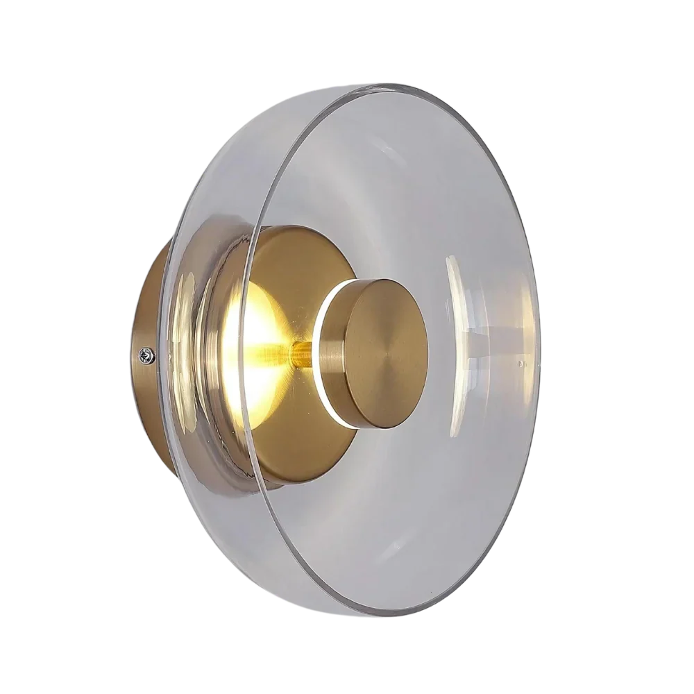 Minimal Brass & Glass Round Wall Sconce LED 1-Light
