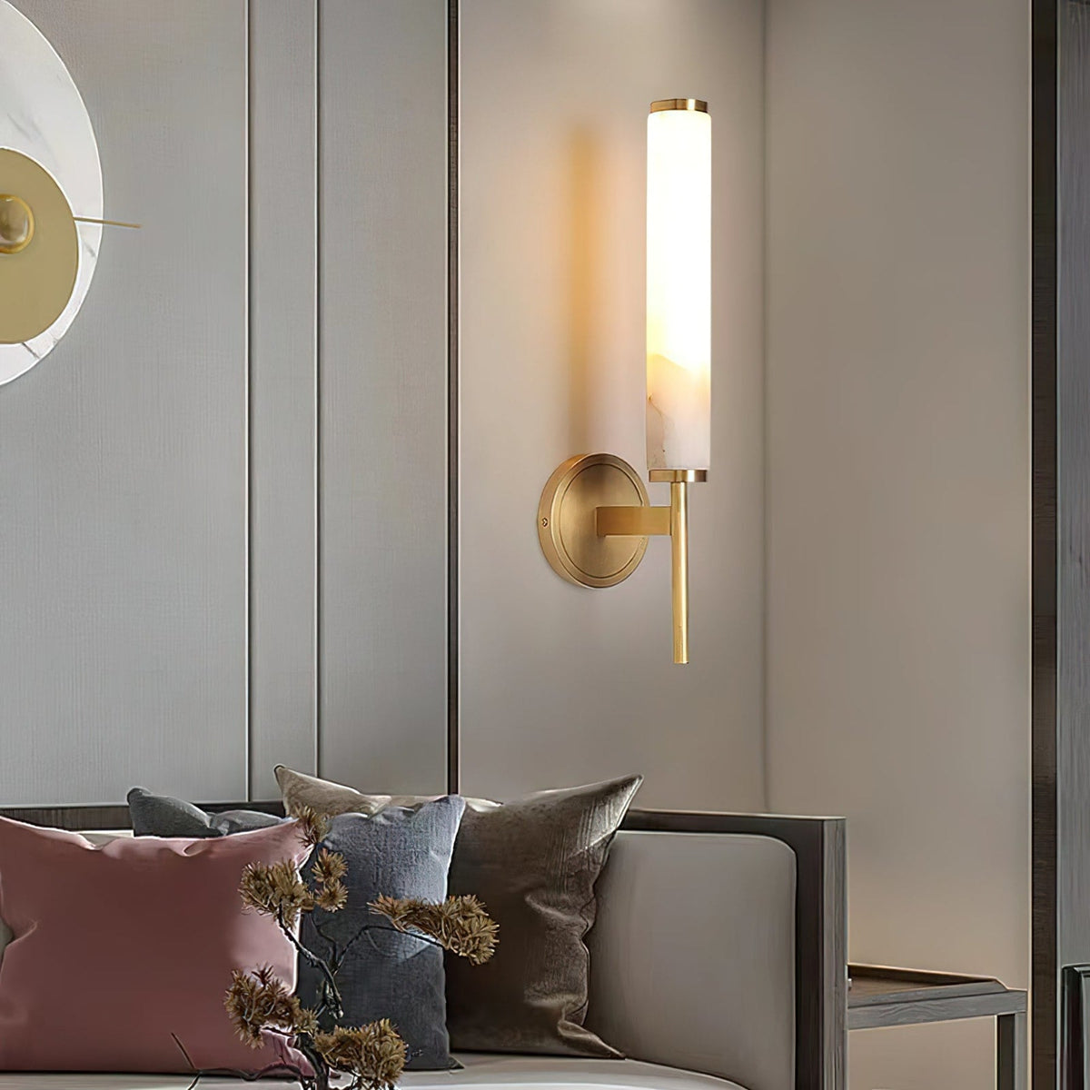 Modern Metal Faux Alabaster Wall Light
