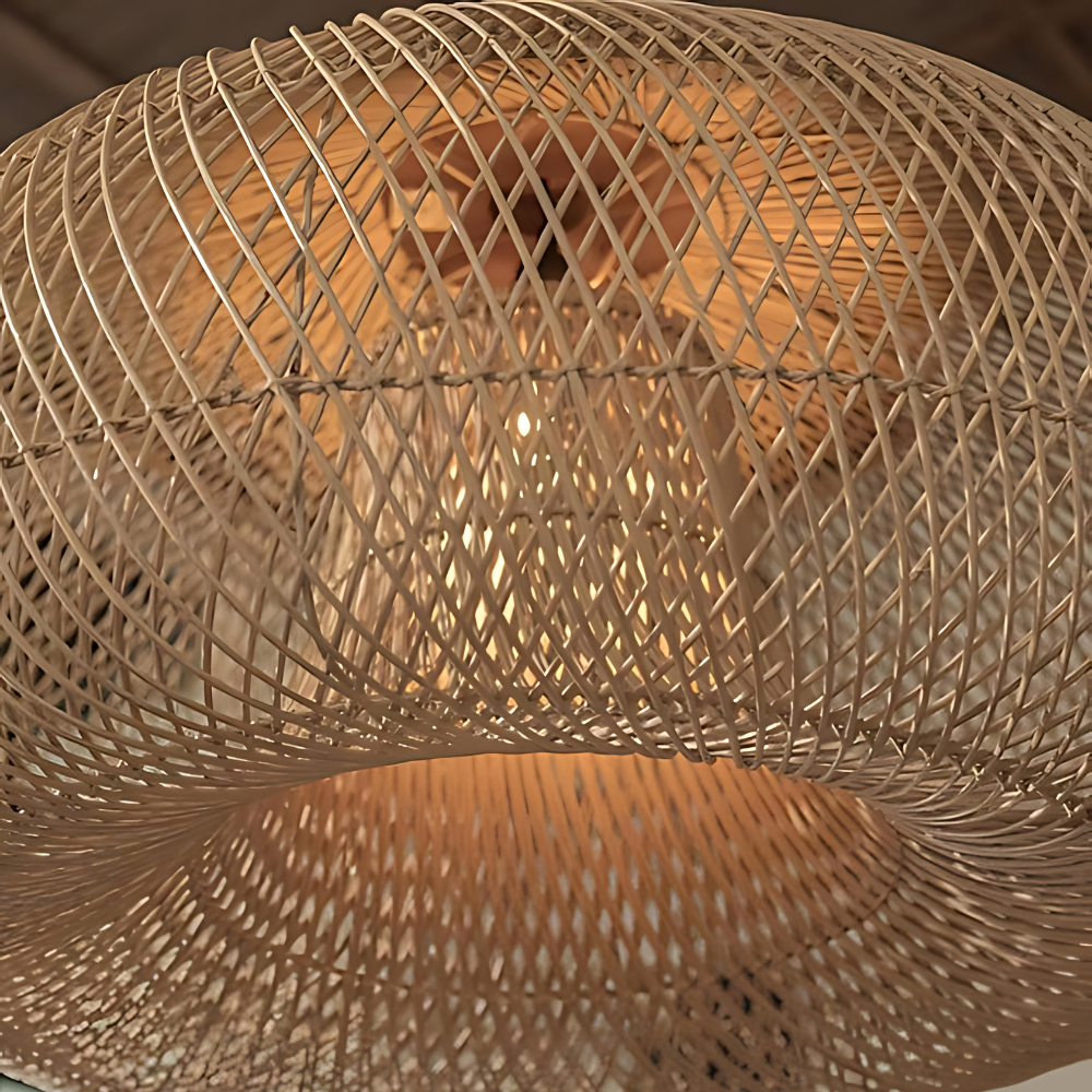 Contemporary Rattan Woven Dome Pendant Light 1-Light
