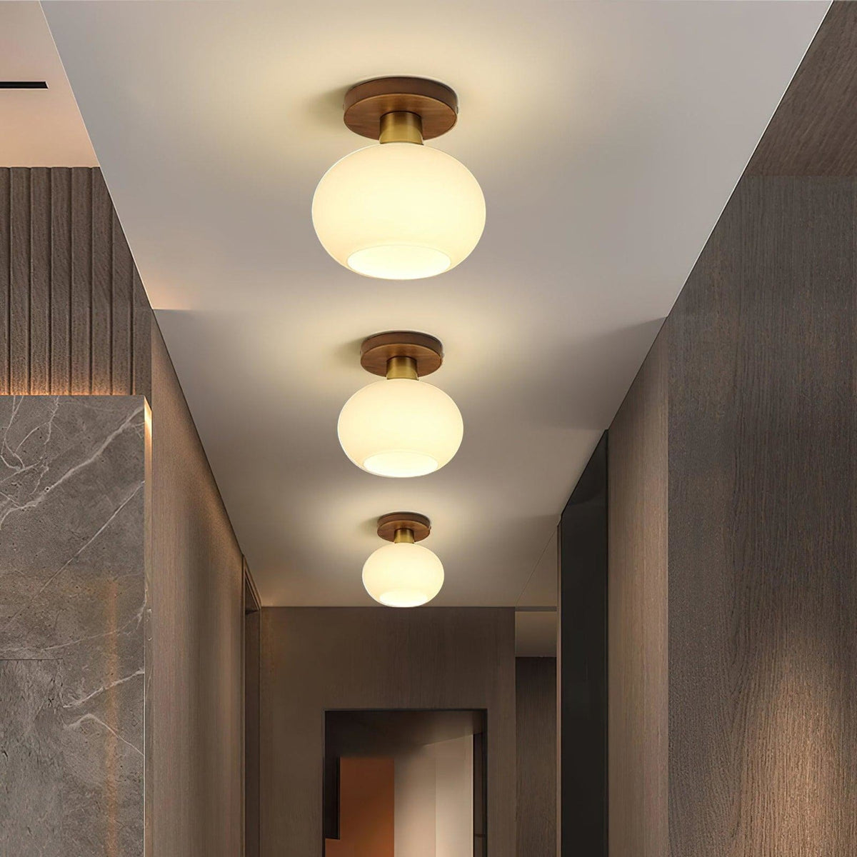 Modern Wood Solid Semi-Flush Ceiling Light 1-Light