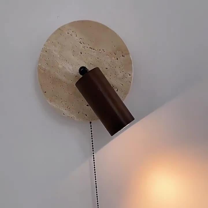 Contemporary Travertine Wood Rotatable Wall Sconce LED 1-Light