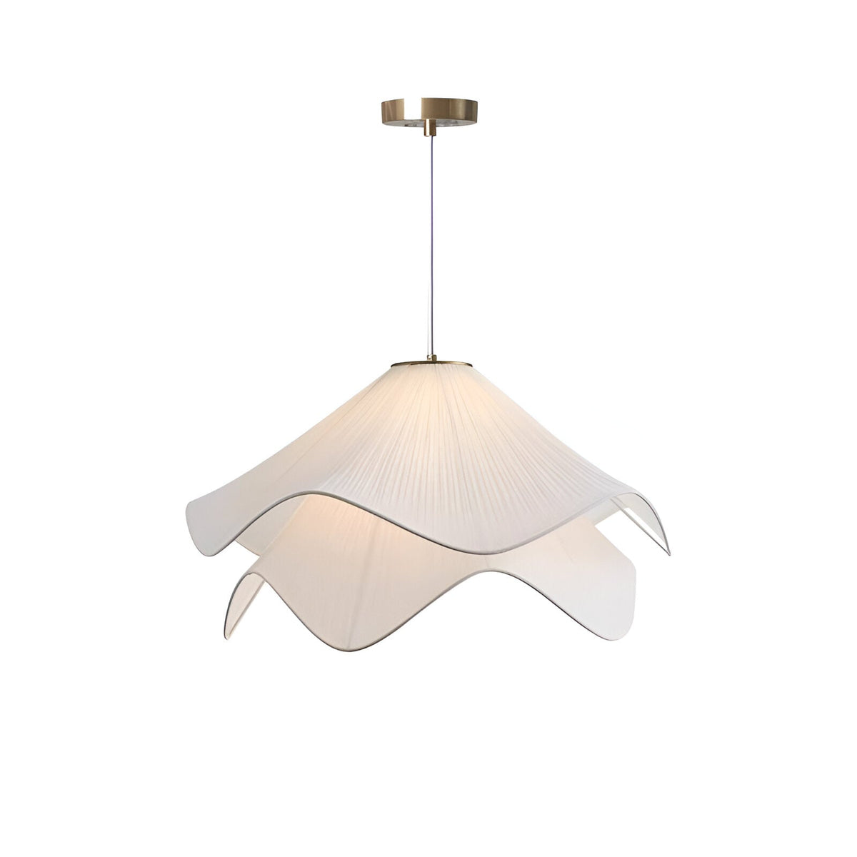 Japandi Fabric Wavy Shade Pendant Light 1-Light
