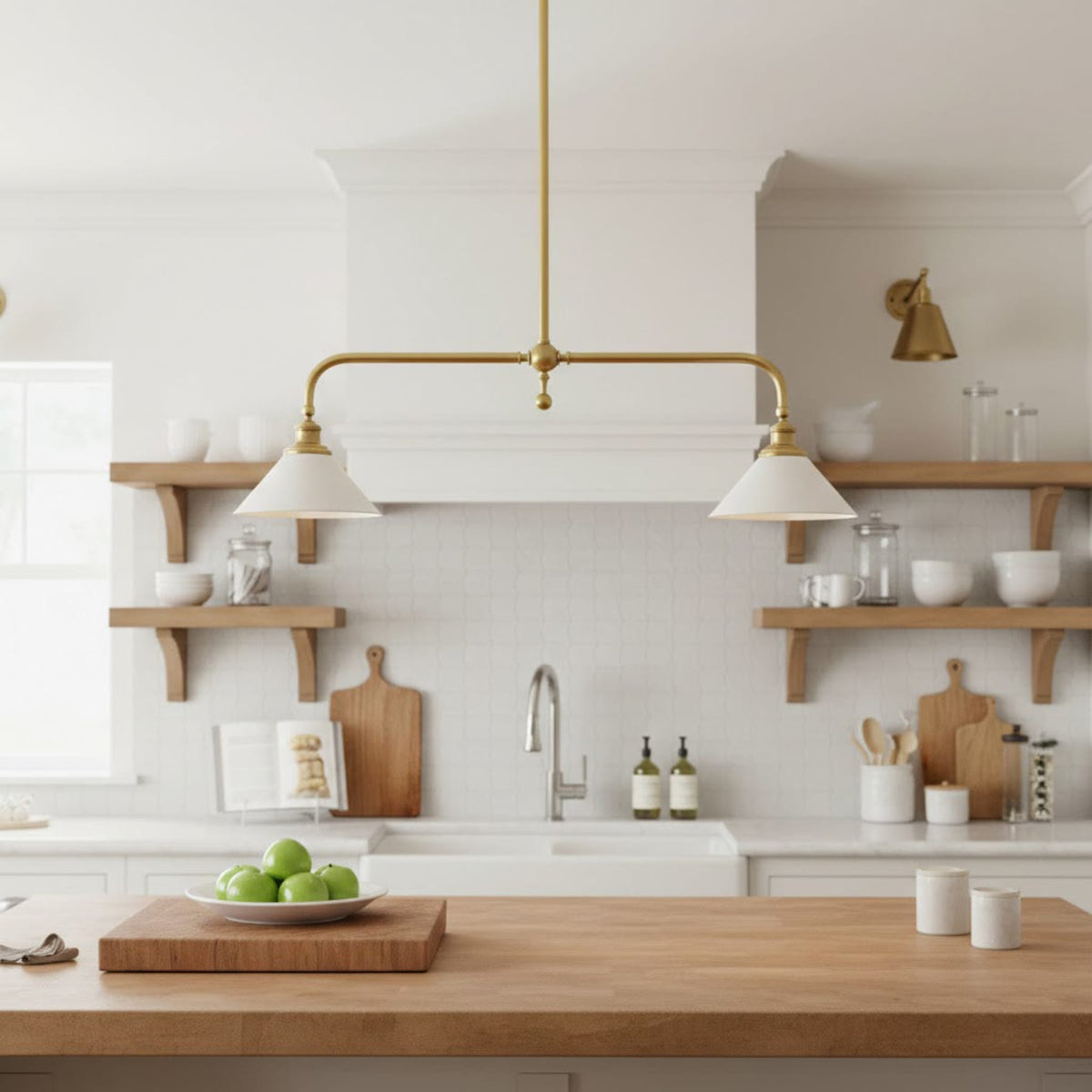 Modern Brass Ceramic Shades Pendant Light 2-Light