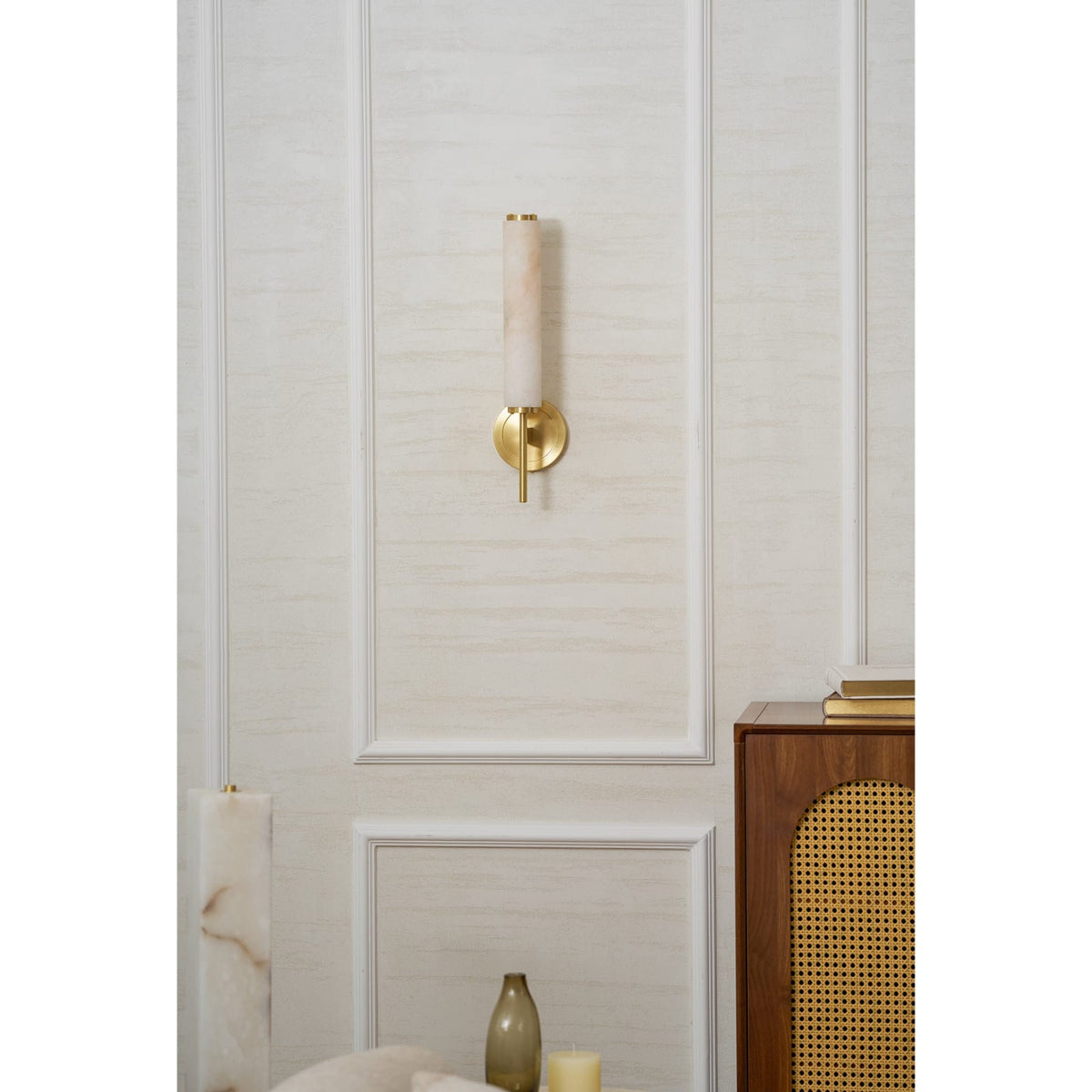 Modern Metal Faux Alabaster Wall Light