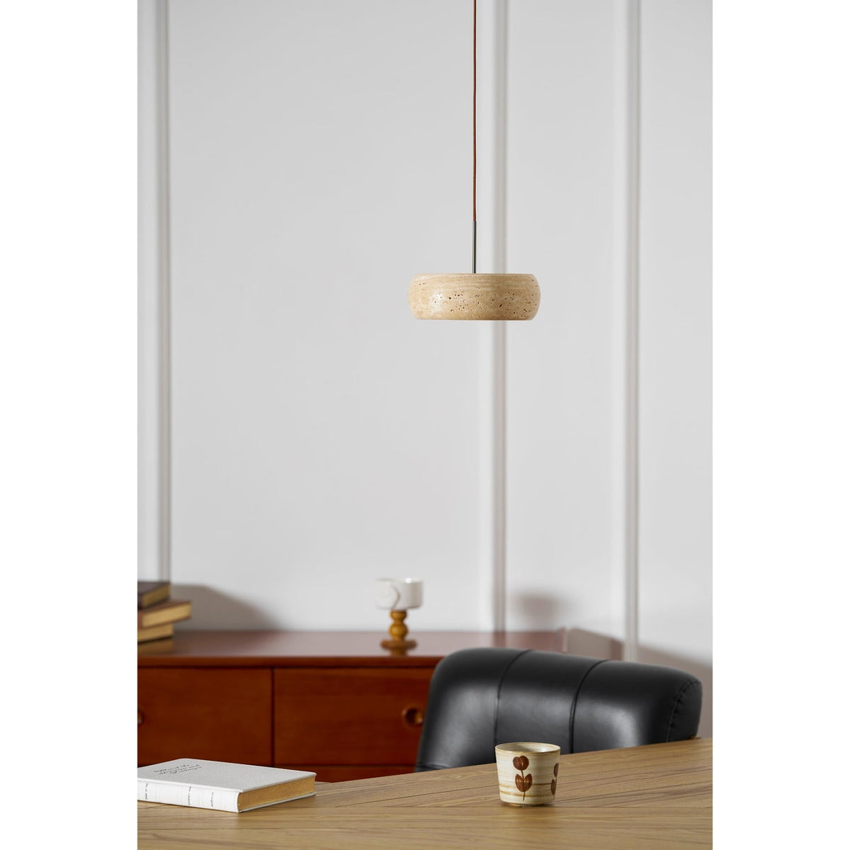 Modern Travertine Dimmable Remote Pendant Light
