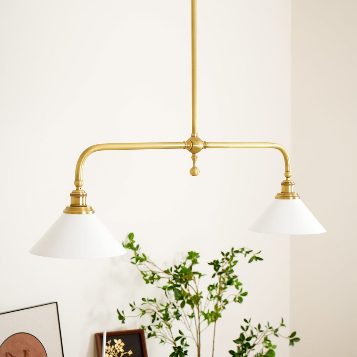 Modern Brass Ceramic Shades Pendant Light 2-Light