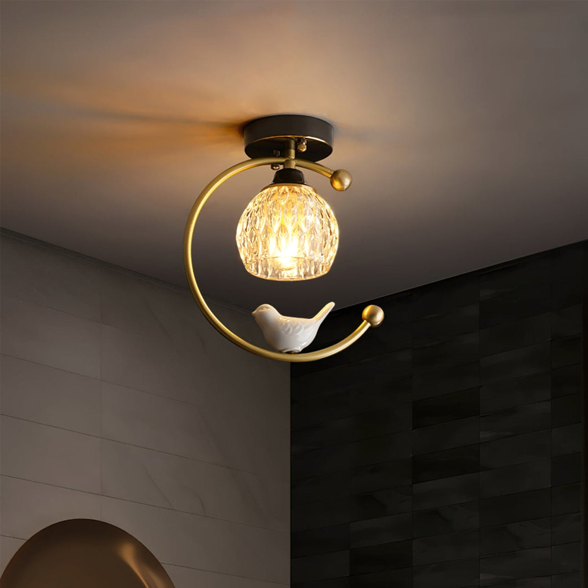 Modern Brass Solid Flush Ceiling Light 1-Light