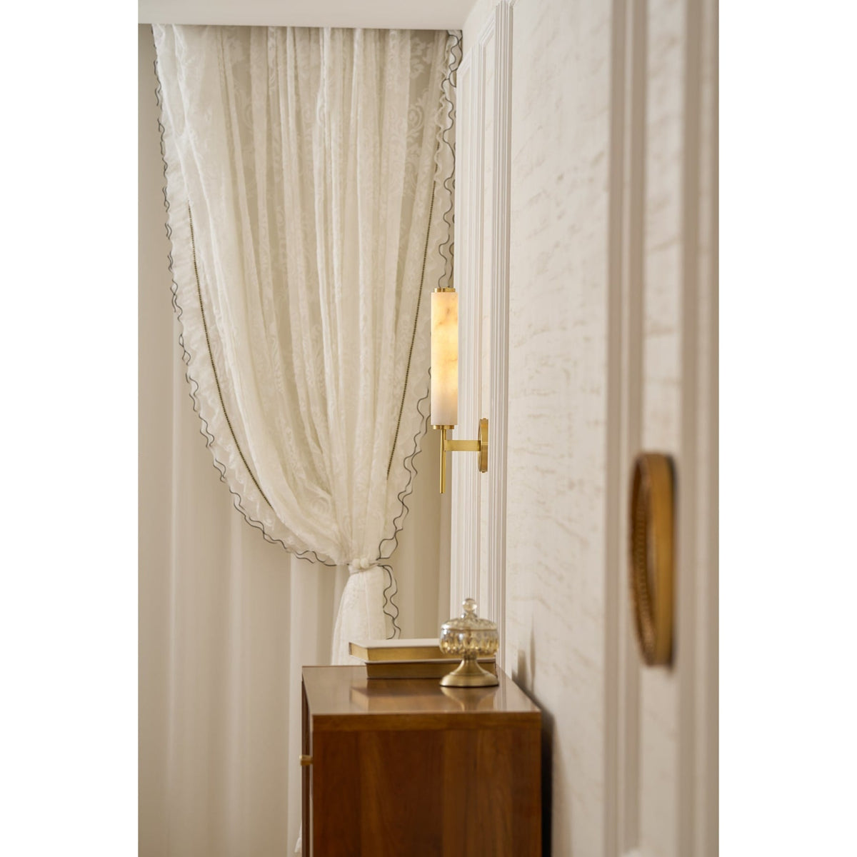 Modern Metal Faux Alabaster Wall Light