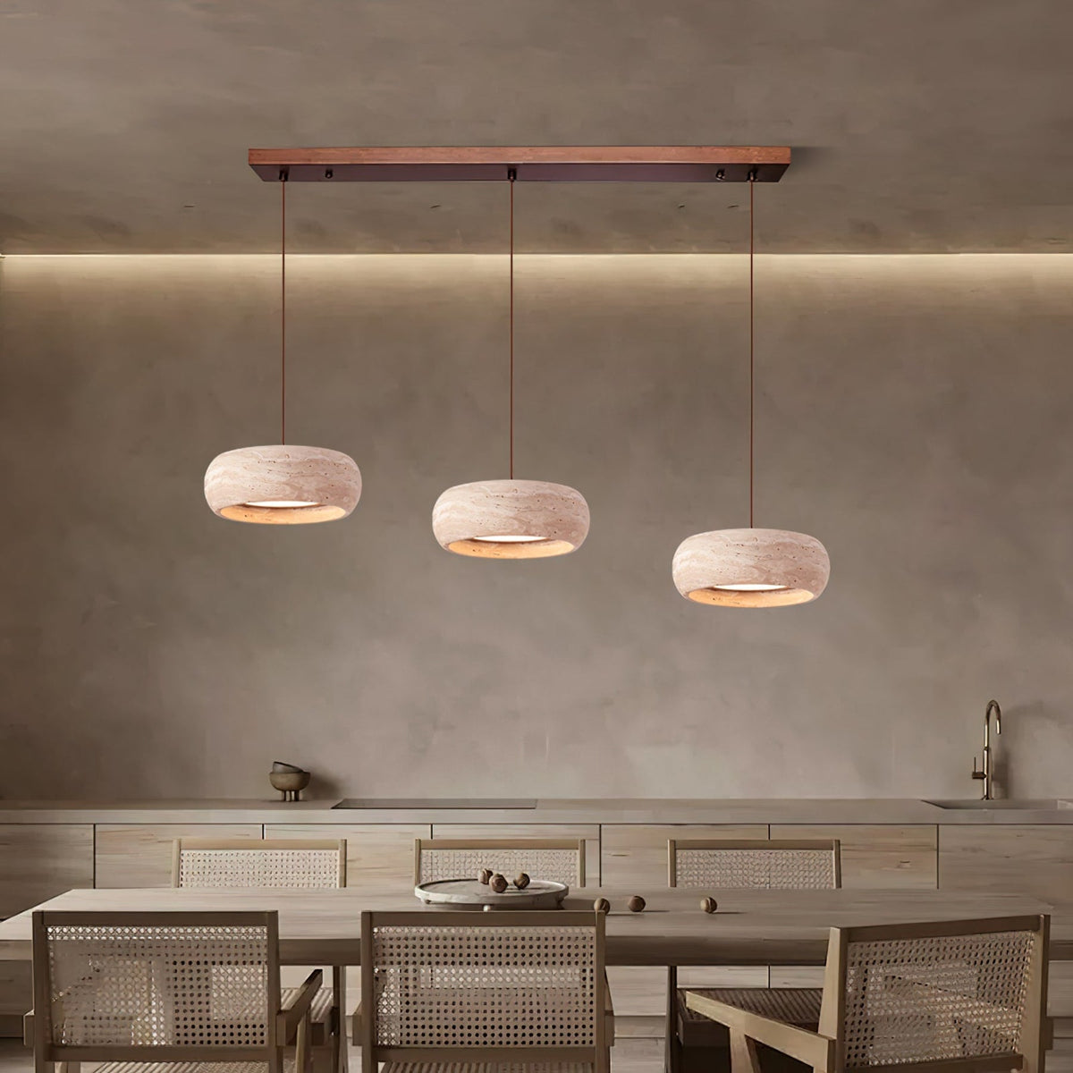 Modern Travertine Dimmable Remote Pendant Light