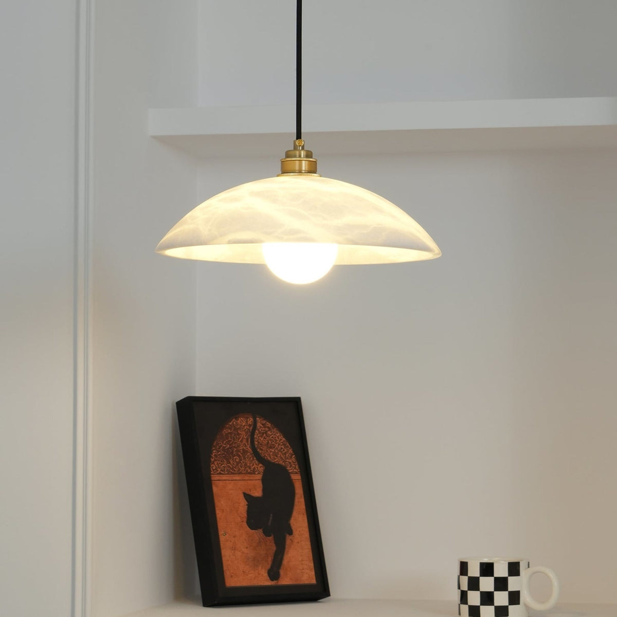 Modern Marble Copper Pendant Light 1-Light