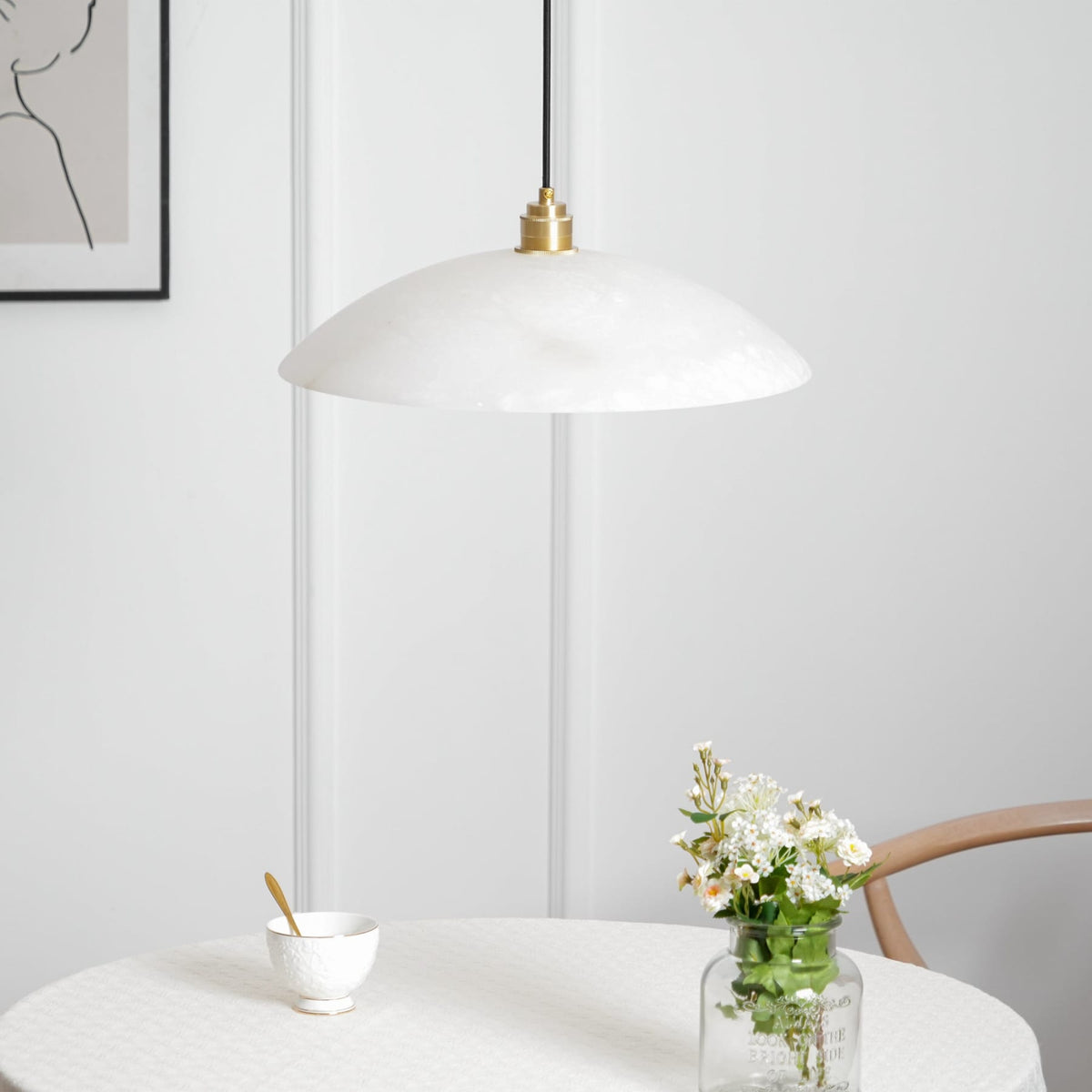 Modern Marble Copper Pendant Light 1-Light
