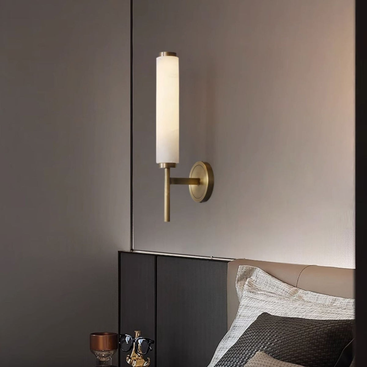 Modern Metal Faux Alabaster Wall Light