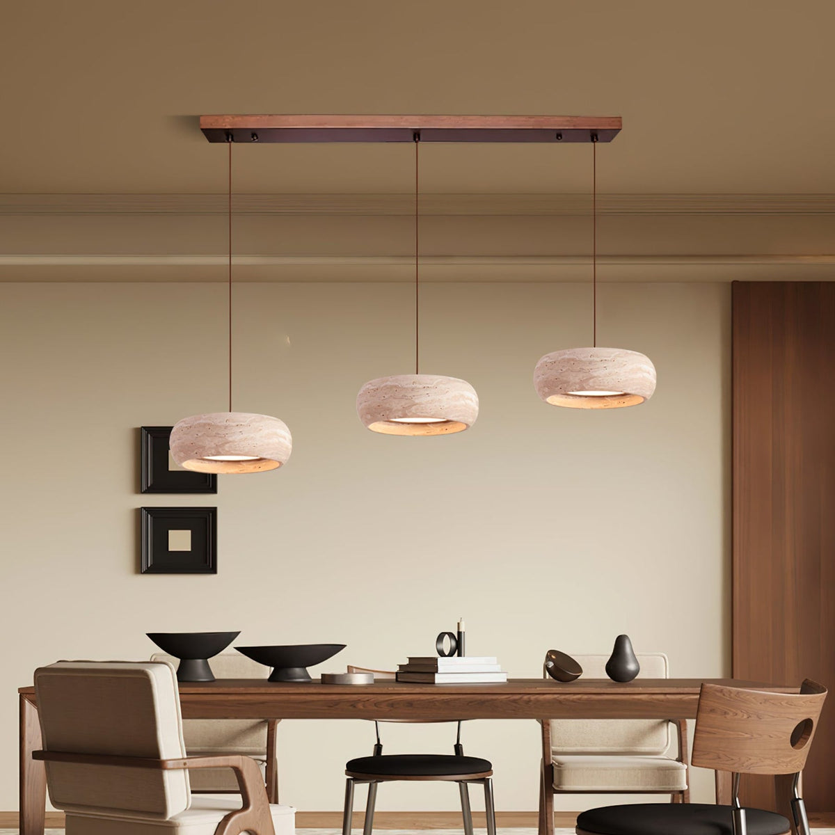 Modern Travertine Dimmable Remote Pendant Light