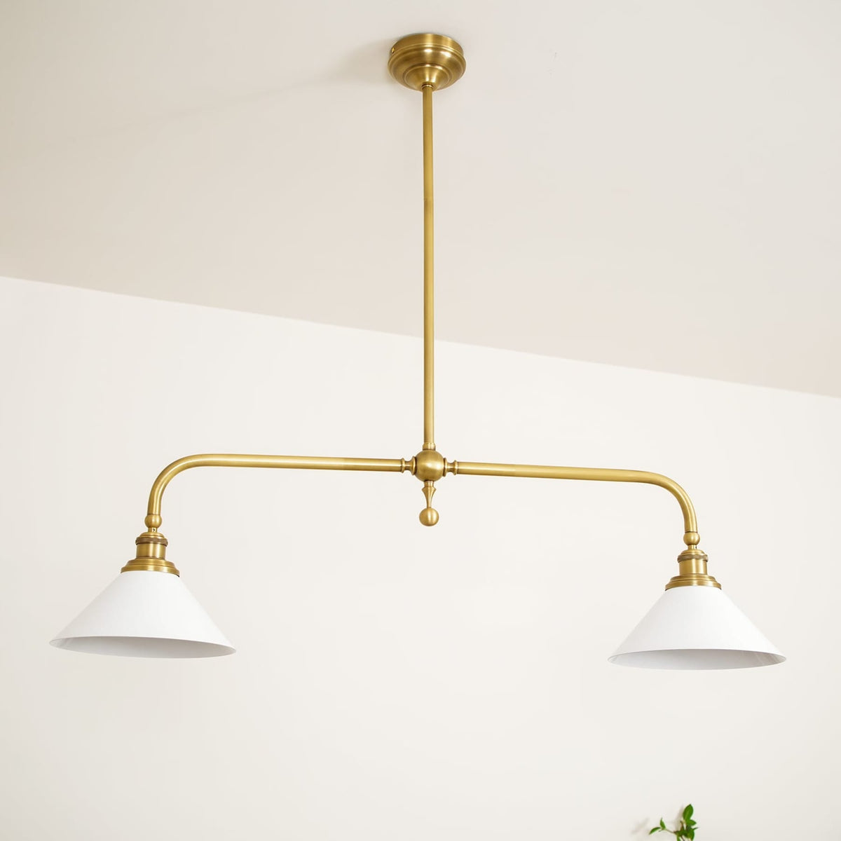 Modern Brass Ceramic Shades Pendant Light 2-Light