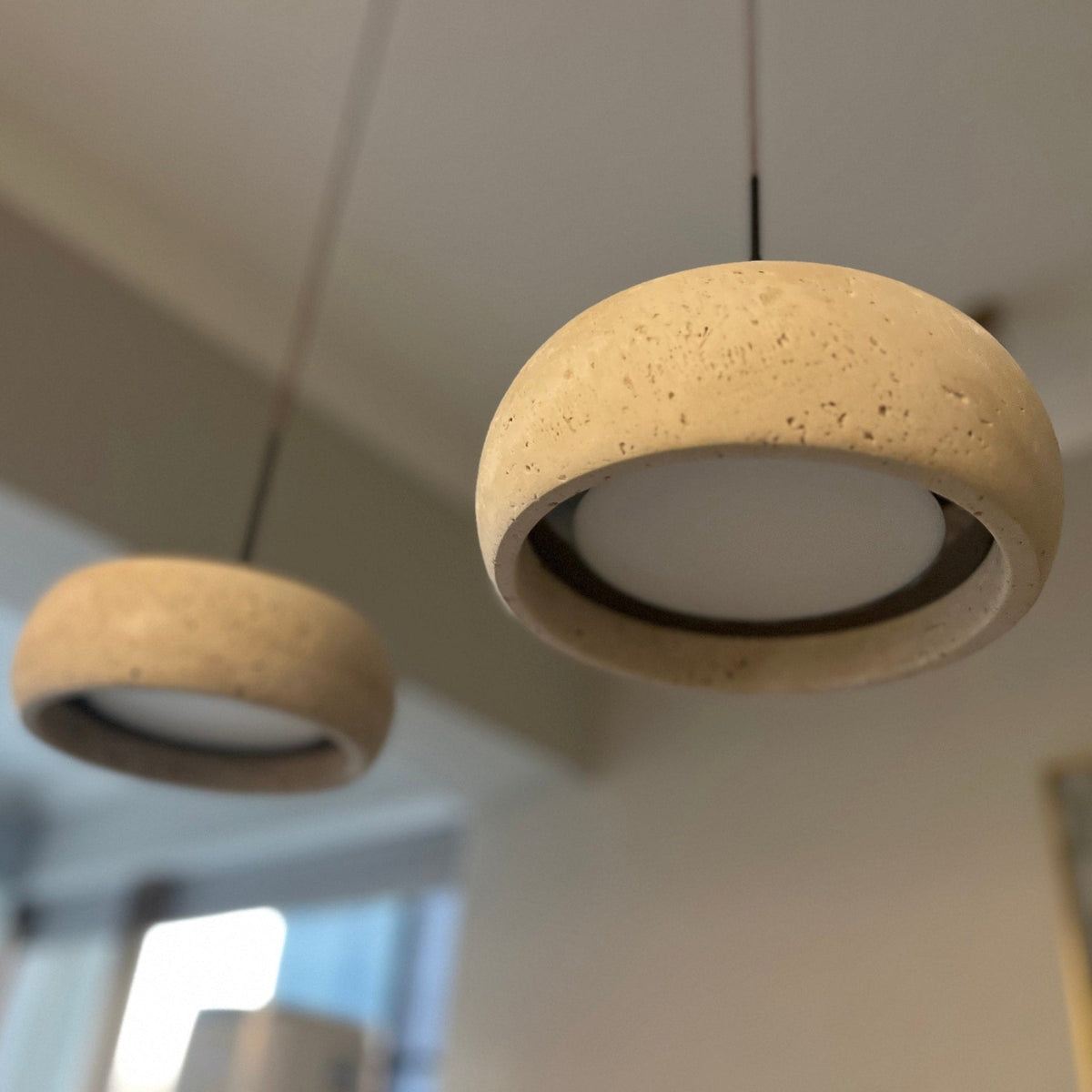 Modern Travertine Dimmable Remote Pendant Light