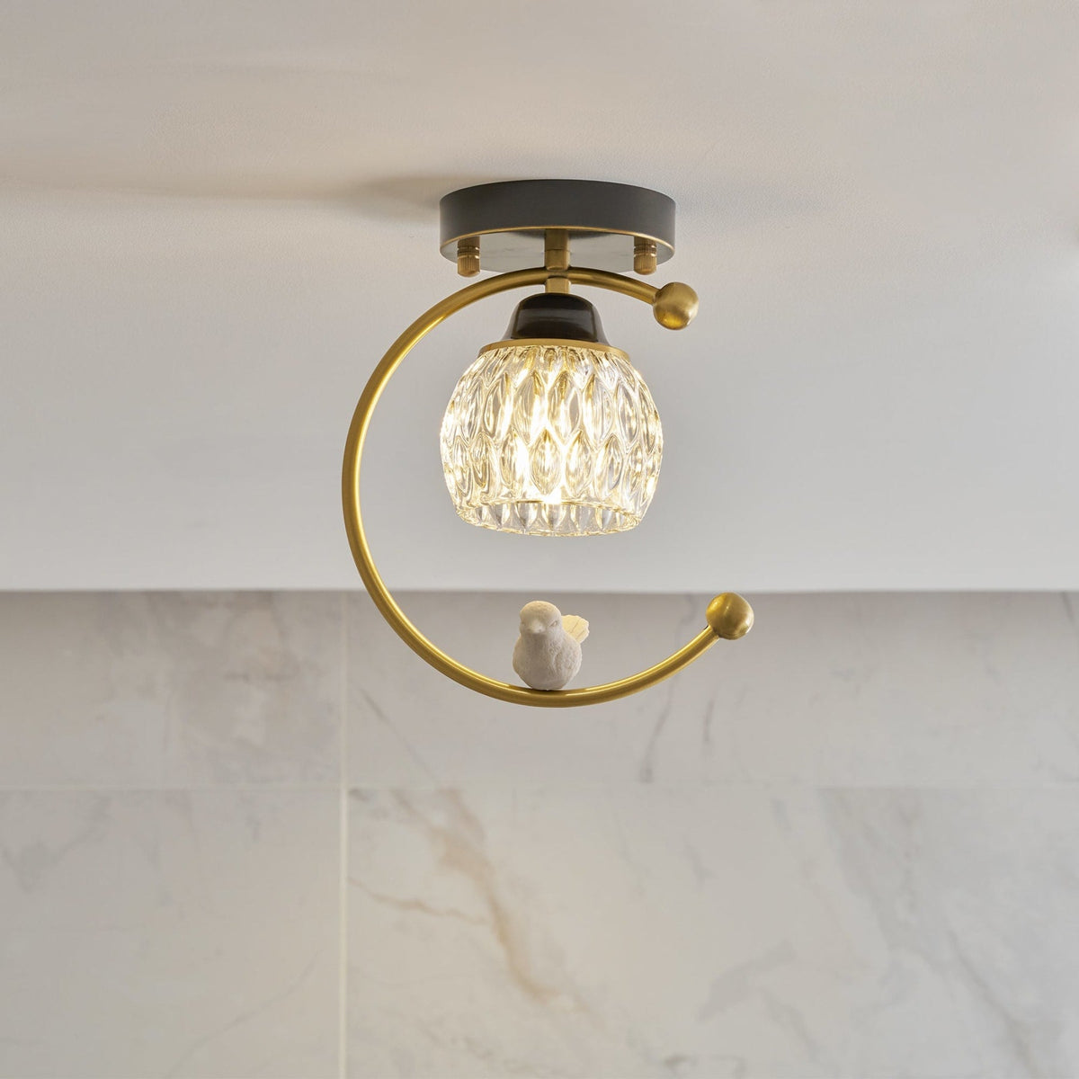 Modern Brass Solid Flush Ceiling Light 1-Light
