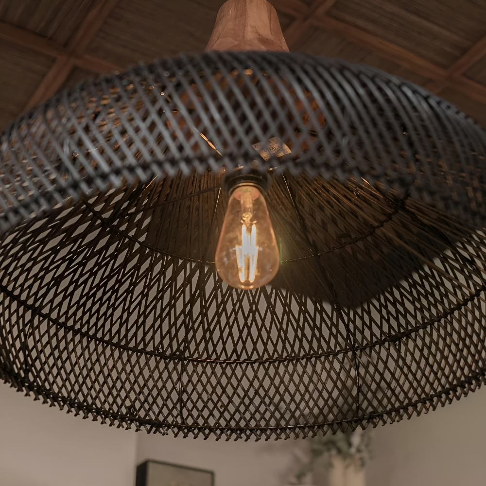 Bohemian Rattan Woven Dome Pendant Light 1-Light