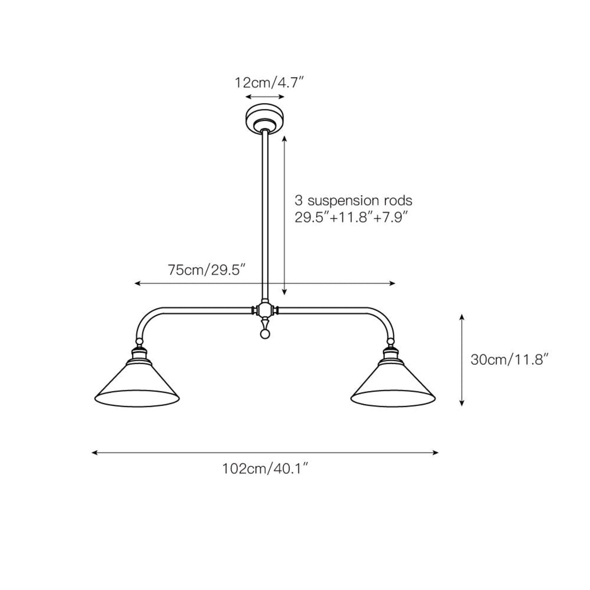 Modern Brass Ceramic Shades Pendant Light 2-Light