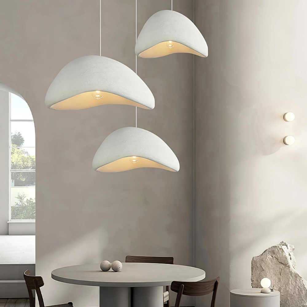 Japandi Polystyrene Textured Shade Pendant Light 1-Light