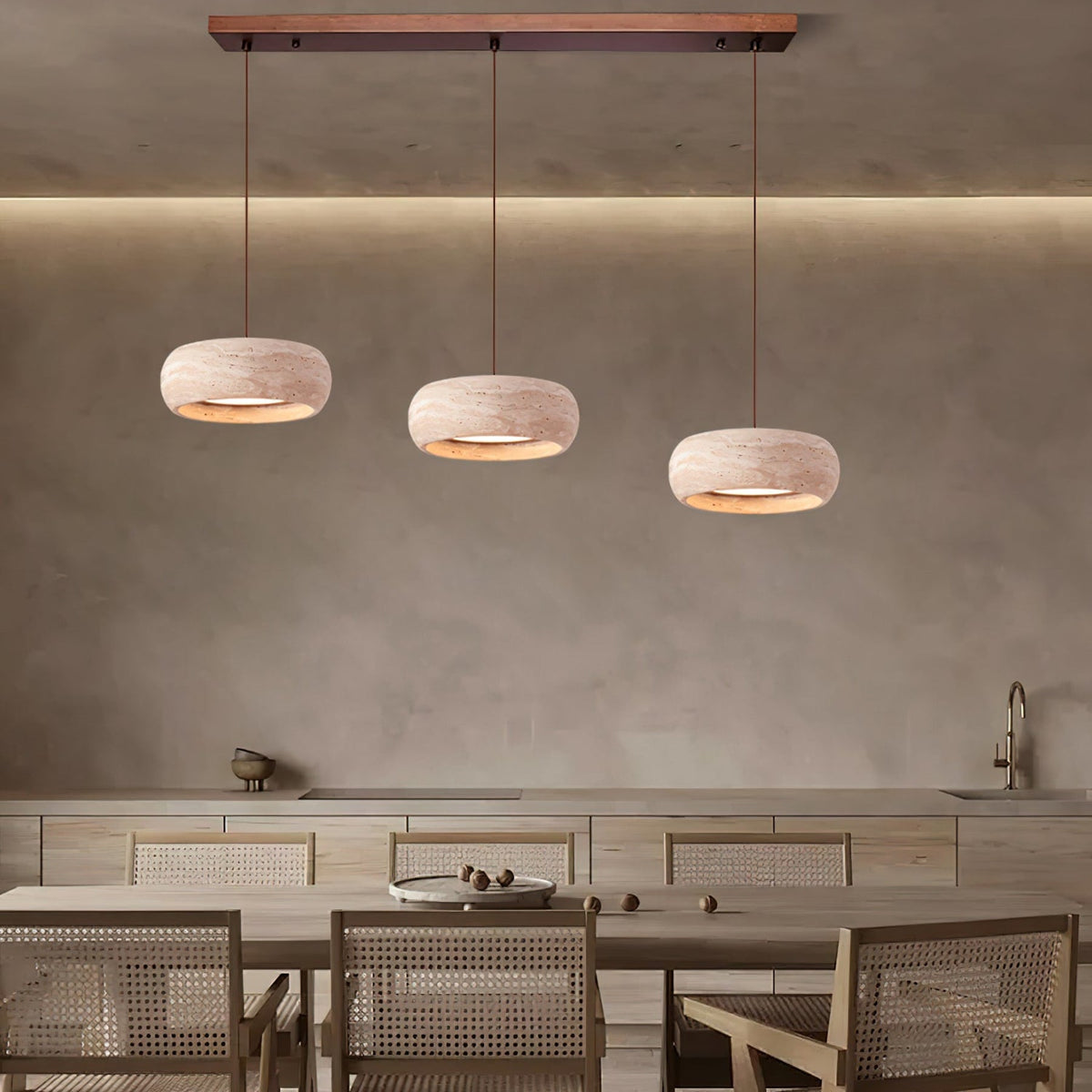 Modern Travertine Dimmable Remote Pendant Light