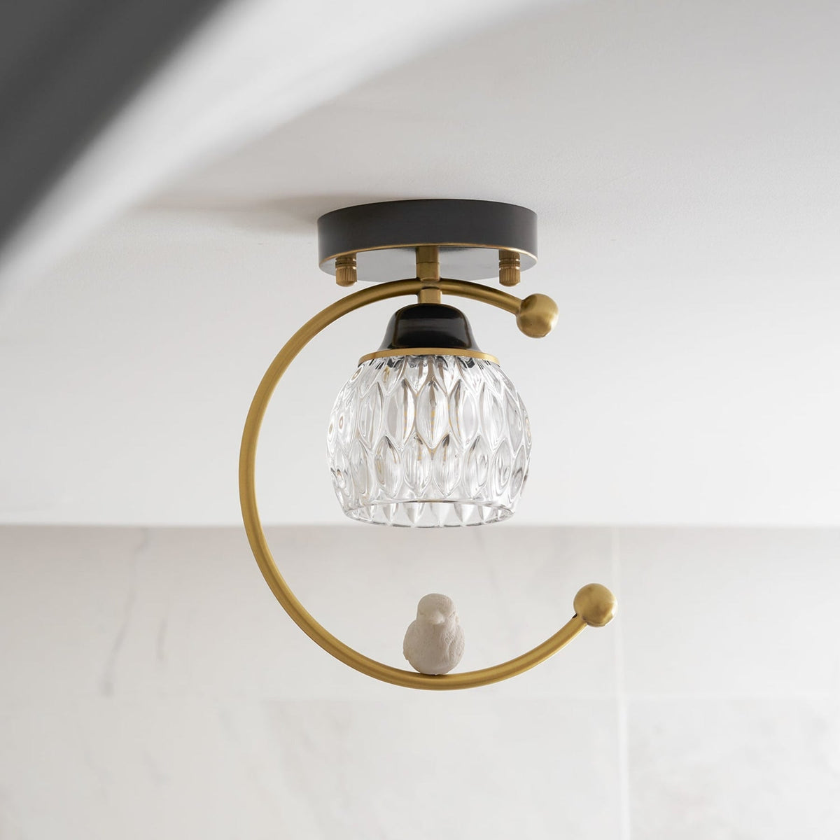Modern Brass Solid Flush Ceiling Light 1-Light