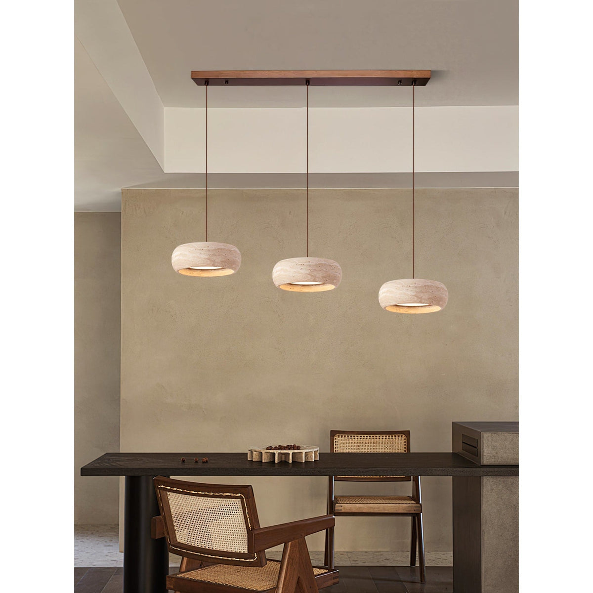 Modern Travertine Dimmable Remote Pendant Light
