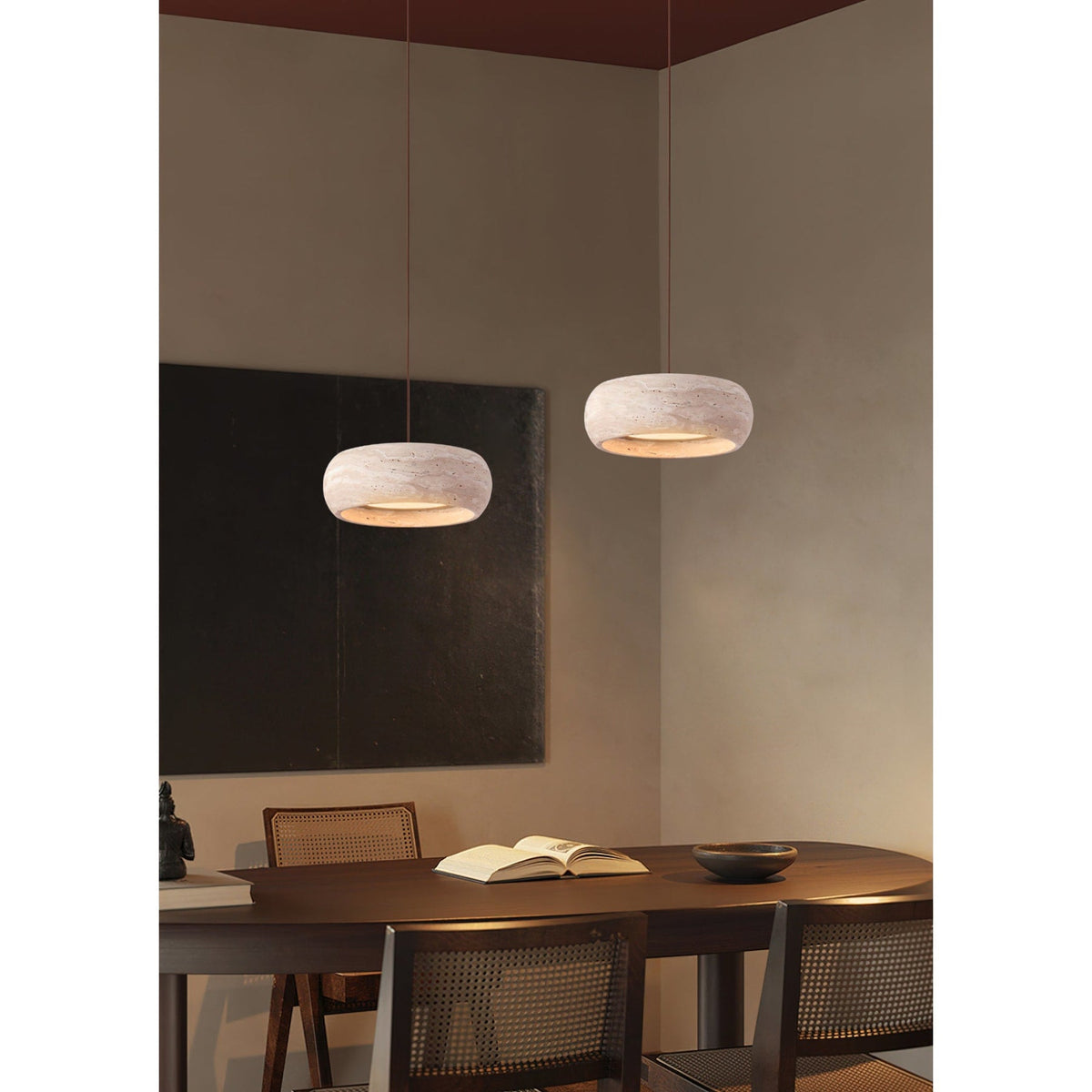 Modern Travertine Dimmable Remote Pendant Light