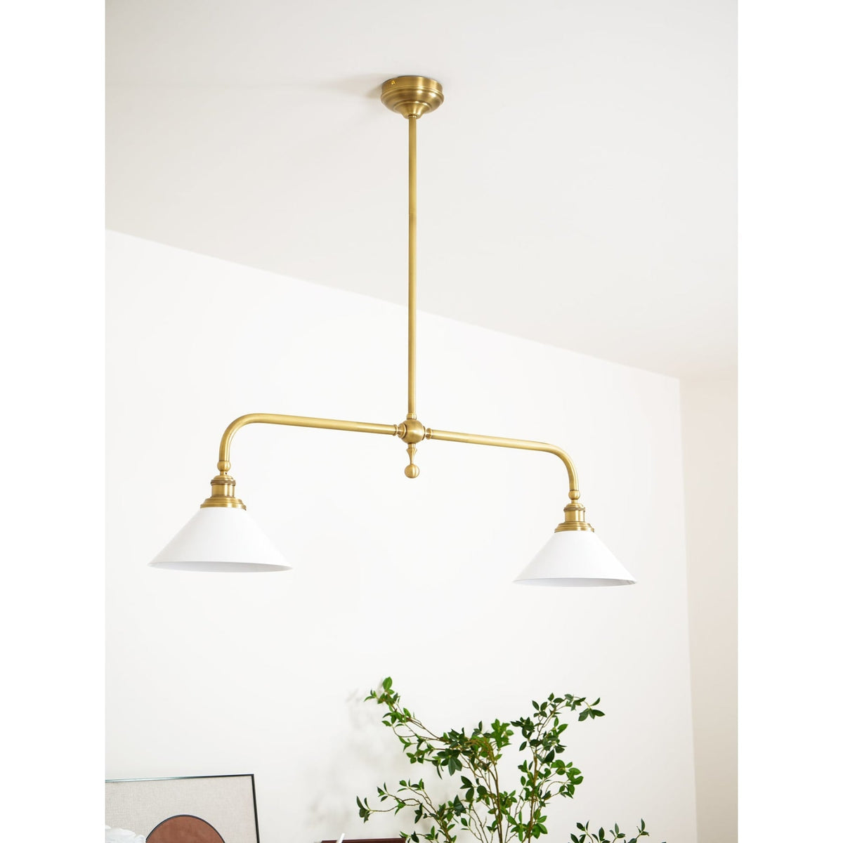 Modern Brass Ceramic Shades Pendant Light 2-Light